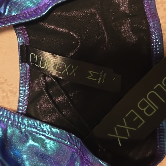 Club Exx Metallic Blue Bandeau Top, size medium - Picture 2 of 3